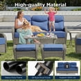 thumbnail image 4 of Unnifurnzi Outdoor Wicker Couch-All Weather Rattan 3 Seater Patio Couch with Outdoor Ottoman 6'' Thick Cushions Outdoor Sofa for Deck Lawn Porch Balcony Poolside-Gray/Blue, 4 of 7