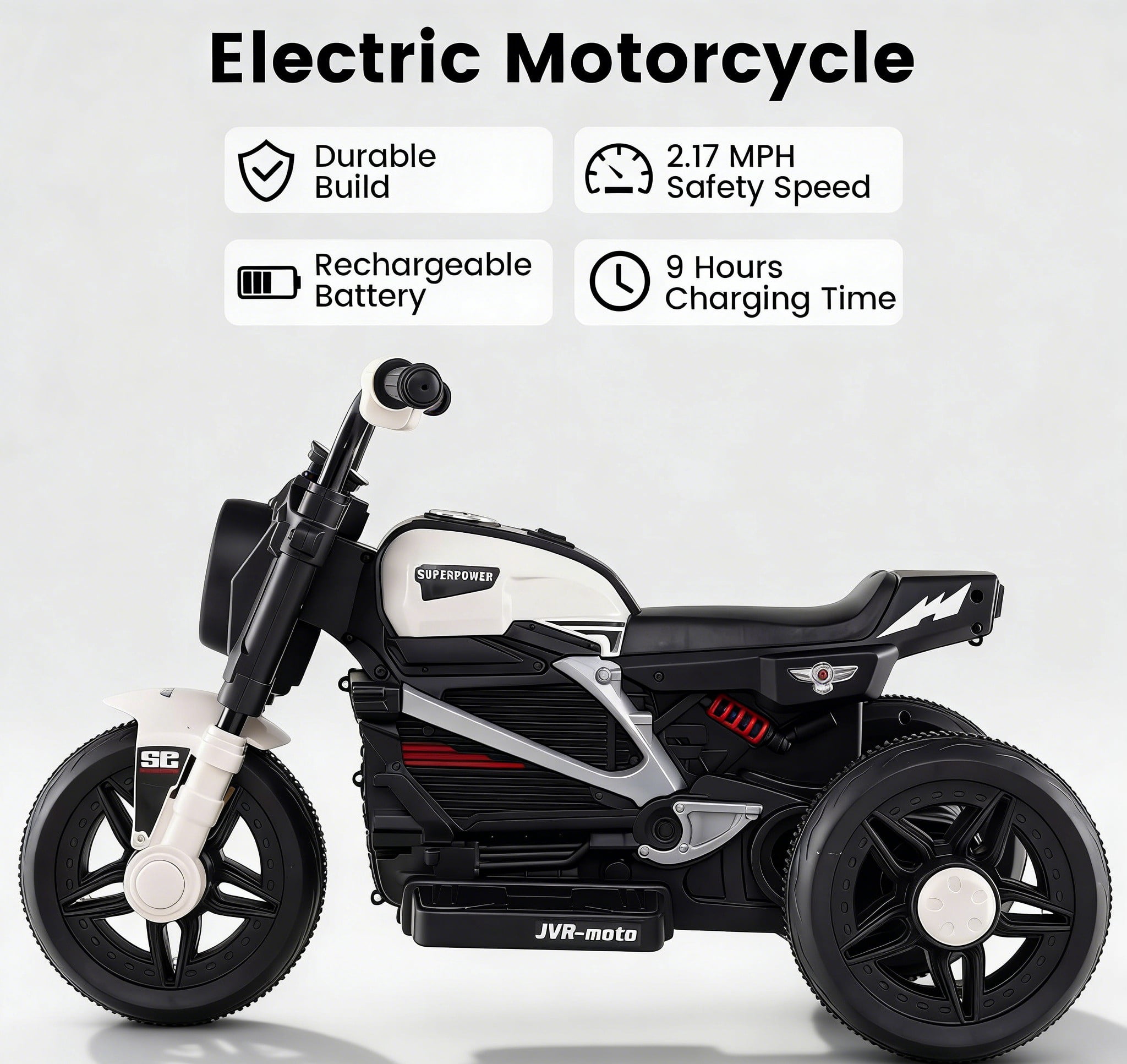 OLAKIDS 6V Kids Motorcycle with Forward & Reverse Switch, Headlight, Horn, Music, Story, USB Port, 3-Wheel Battery Powered Electric Ride on Toys for Toddler Boys Girls