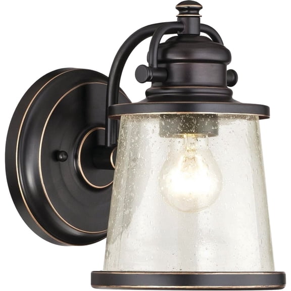 Westinghouse 6204000 Emma Jane One-Light Outdoor Wall Lantern, Amber Bronze Finish with Highlights on Steel and Clear Seeded Glass