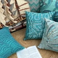 thumbnail image 6 of The HomeCentric Pillow Cover, Pack of 2, 22x22 inch (55x55 cm Blue Decorative Pillow Cover, Beaded Ombre Sea Waves Ocean Beach Theme Pillow Cover, Art Silk Square Throw Pillow Cover - Sea Windsor, 6 of 14