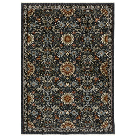 Oriental Weavers Aberdeen Area Rug - 006B1 - 5'3" x 7'6" - in Blue/ Multi - Vintage Inspired, Stain Resistant, Family and Pet Friendly , Bedroom, Office Rug