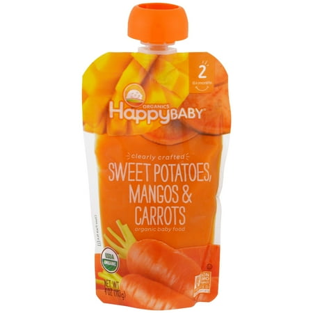 Nurture Inc. (Happy Baby), Organic Baby Food, Stage 2, Clearly Crafted, Sweet Potatoes, Mangos & Carrots, 6+ Months, 4 oz (pack of 4)