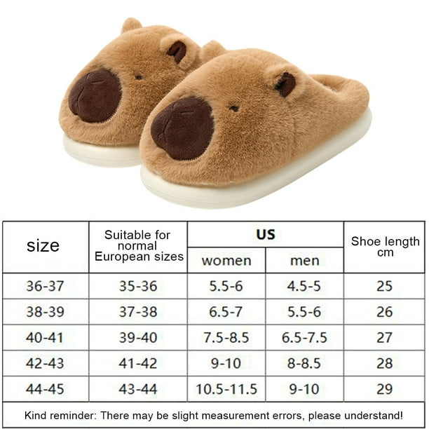 Pantuflas de capibara de peluche, pantuflas peludas de animales