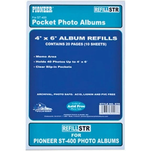 Pioneer STR 3-Ring Memo Album 40 Pocket Refills, 2 Per Page (10 Sheets)