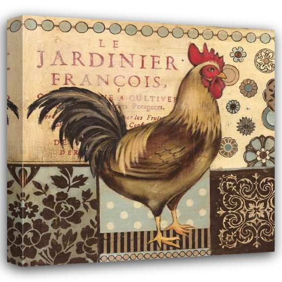 Kimberly Poloson 26x26 Gallery Wrapped Canvas Wall Art Titled - Aqua Rooster I