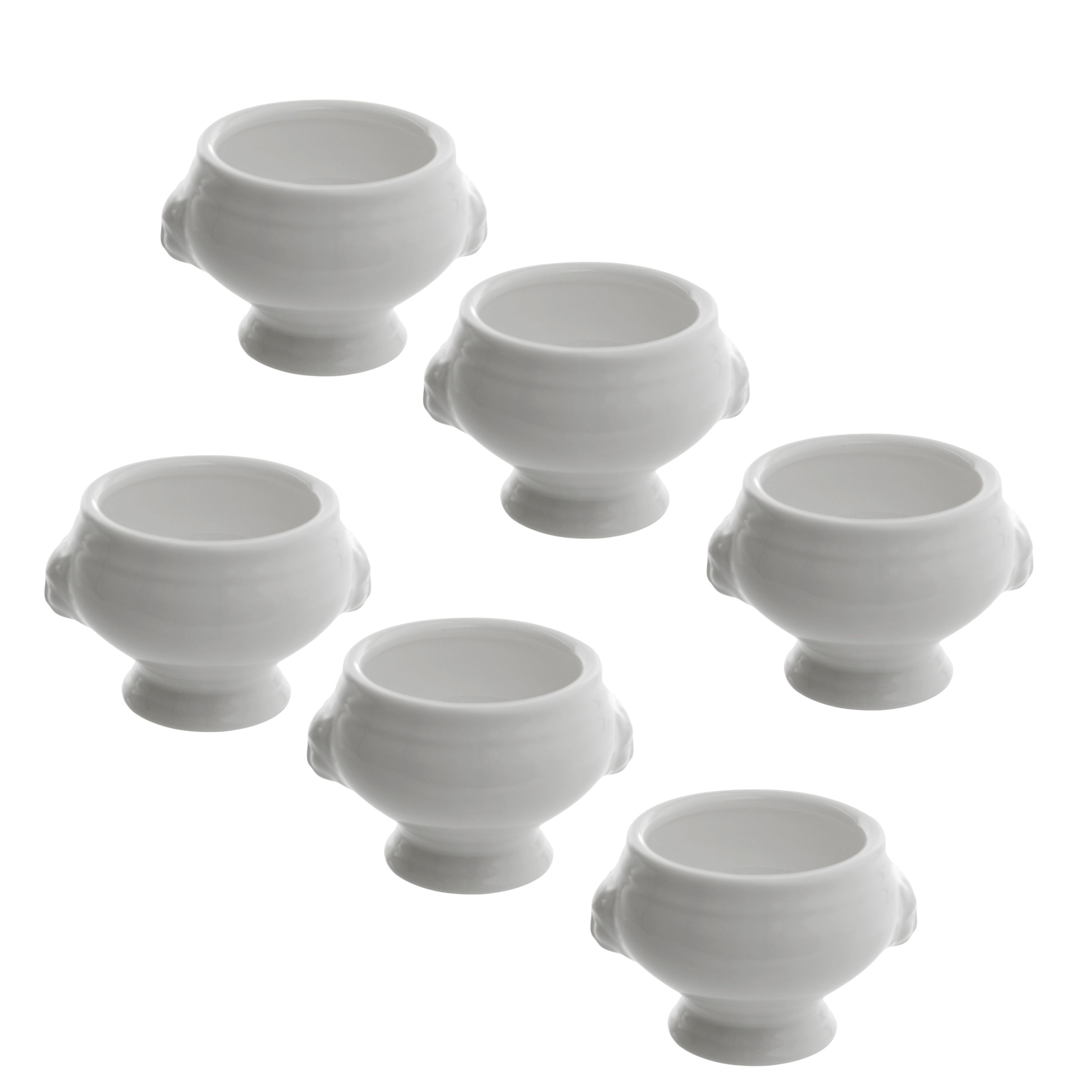 10 Strawberry Street Whittier 3.25" Mini Lion Headed Taureen, Set of 6, White