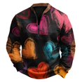 thumbnail image 2 of Men's Casual Hoodie American Heart Print Round Neck Long Sleeve Half Pullover for Valentine's Day Winter Wear,Saffron,M, 2 of 4