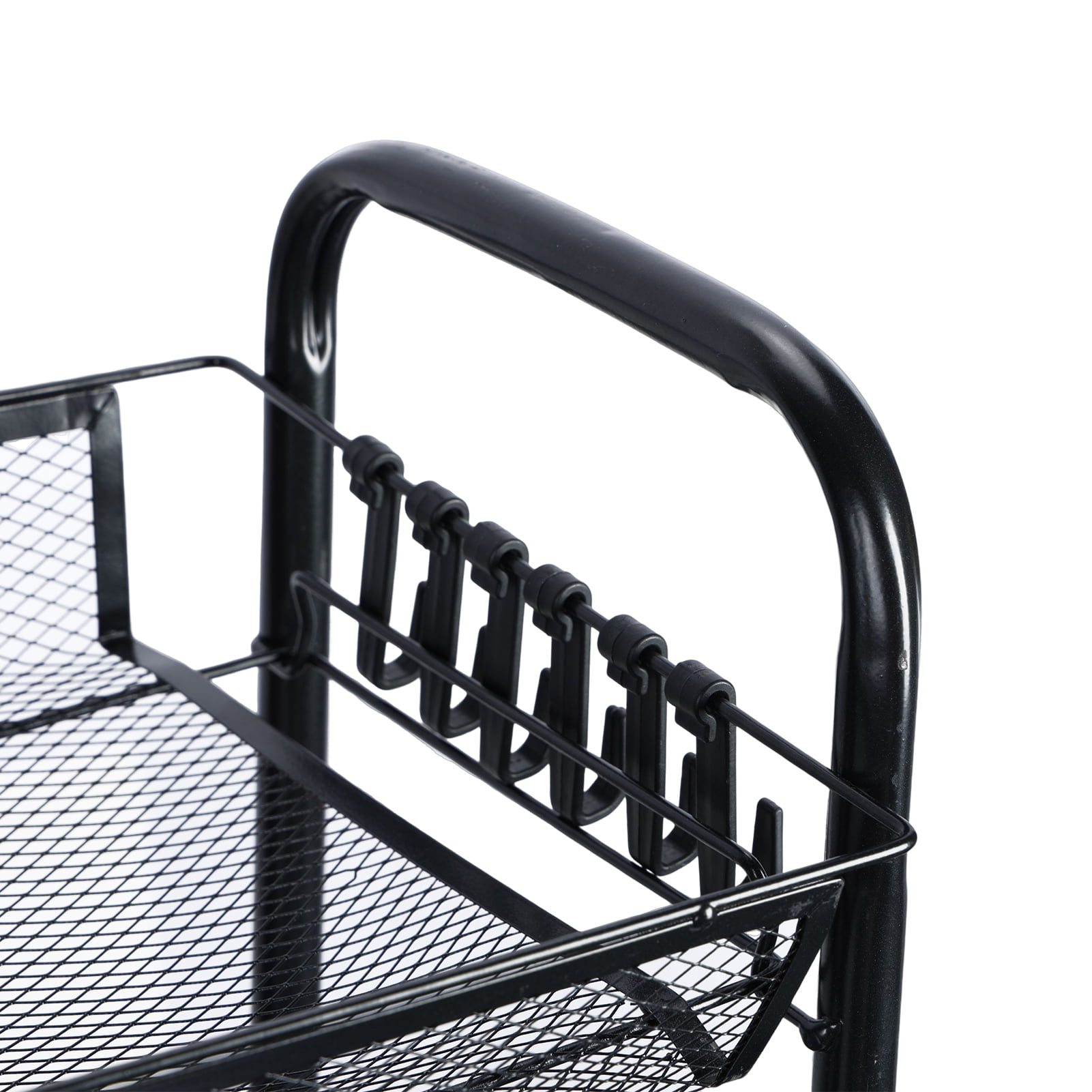 Nanly Fruits Vegetables Storage Basket, 3-Tier Carbon Steel Kitchen Storage Rolling Cart on Wheels with Detachable Baskets Metal Mesh Storage Basket for Kitchen, Diningroom, Office