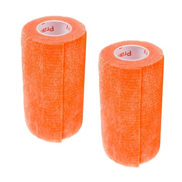 Vet Wrap Tape (Orange) (2 Pack) (3 Inch x 15 feet) Self Adhesive Adherent Adhering Cohesive Flex Self Stick Bandage Grip Roll Dog Cat Pet Horse