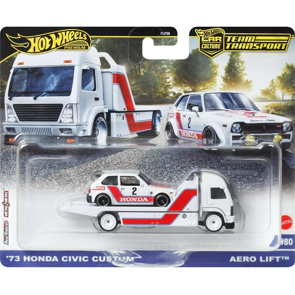 Hot Wheels Team Transport Truck & Race Car, Gift for Racing Collectors