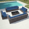 thumbnail image 5 of Gotland Outdoor Patio Furniture Set 14 Pieces Sectional Rattan Sofa Set PE Rattan Wicker Patio Conversation Set with Seat Cushions and Tempered Glass Table,navy blue, 5 of 7