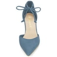 thumbnail image 2 of BLISSFUL STEP Women's High Block Heels Pointed Toe Ankle Strap Dress Shoes​ Haze Blue 7.5, 2 of 8