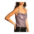 thumbnail image 5 of INSPIRE CHIC Women's Cowl Neck Sparkly Metallic Spaghetti Strap Camisole Party Top L Purple, 5 of 8