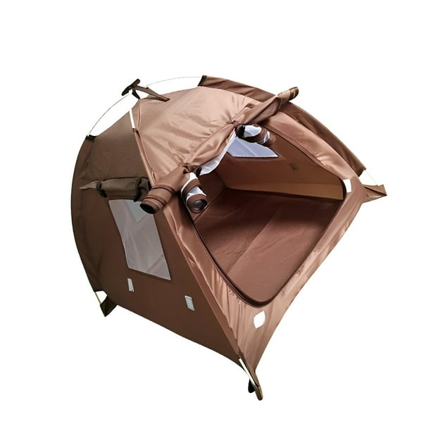 Greeniant Tienda de campaña para mascotas al aire libre, perrera portátil plegable para cachorros, jaula de excursión, nido de tela Oxford, Hábitats y jaulas para animales pequeños L/Color café
