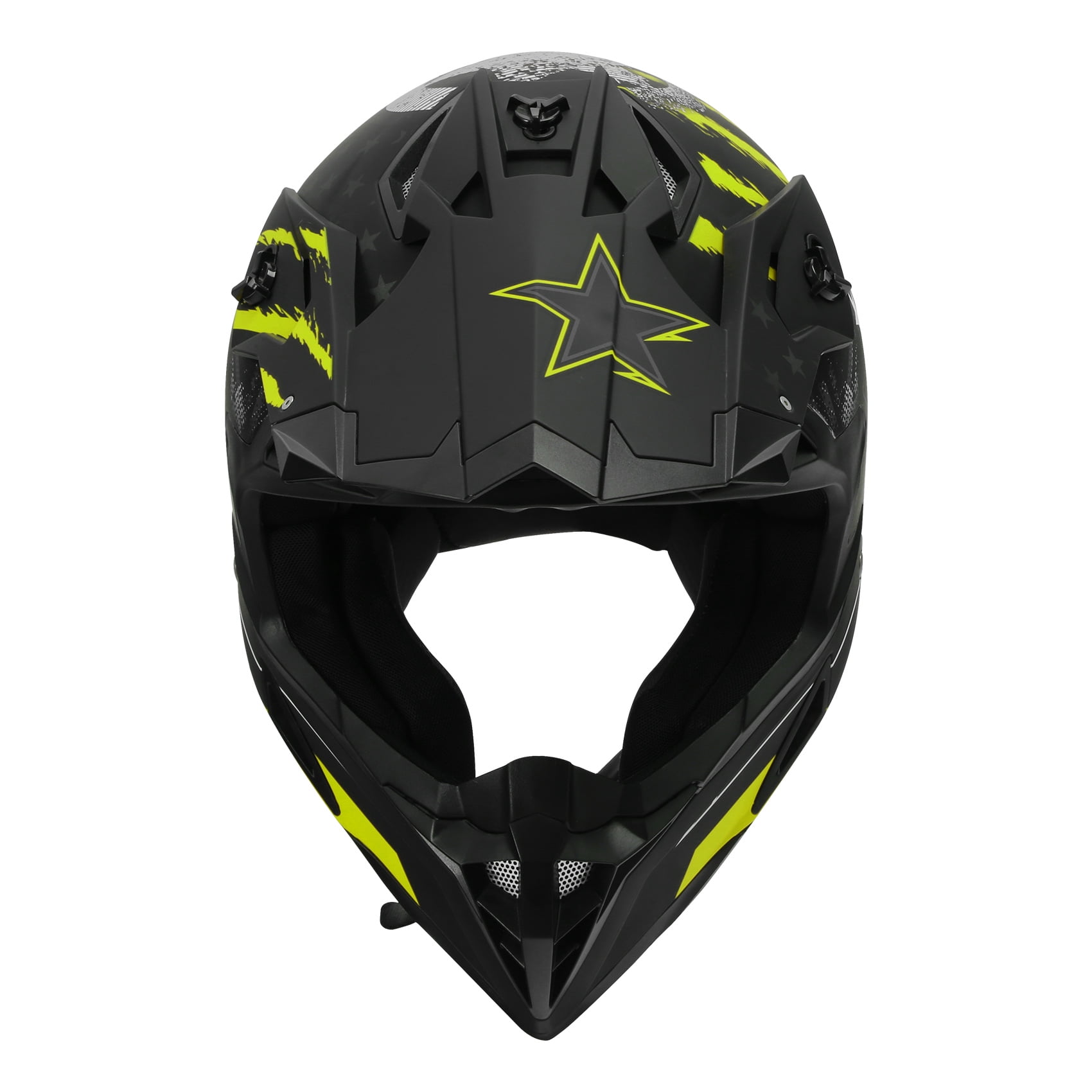 TCMT DOT Dirt Bike Helmet Full Face Adult Motorcross Helmet for Atv Offroad Street Dirt Bike Black Green Star XL Size