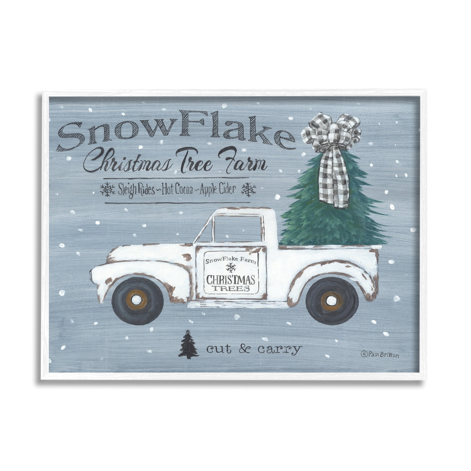Christmas Tree Farm Rustic Weathered Truck Sign Inspirational Graphic Art Framed Art Print Wall Art