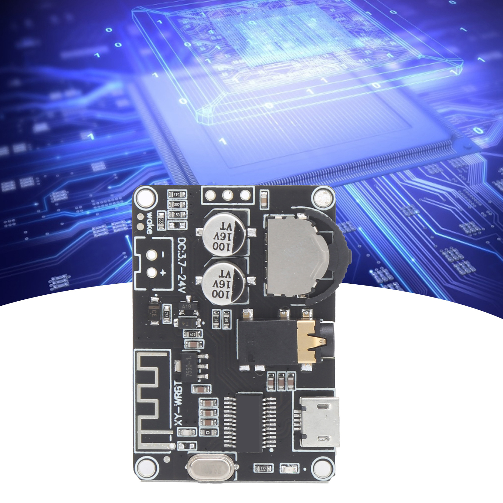 DC3.7-24V Bluetooth 5.0 Stereo Audio Decoder Board – Adjustable Volume