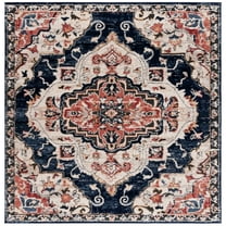 SAFAVIEH Luna Moriah Medallion Area Rug, Navy/Beige Rust, 6'7" x 6'7" Square