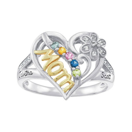 Keepsake Personalized Family Jewelry Pride Birthstone Mother's Ring available in Sterling Silver, Gold-Plated, Gold and White Gold