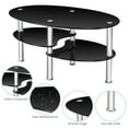 thumbnail image 5 of Giantex Tempered Glass Coffee Table, Oval 3-Tier Steel Tea Table w/Spacious Glass Desk-Top, Open Storage Shelf, Modern End Side Table for Home Living Room Office Reception (Clear Glass), 5 of 8
