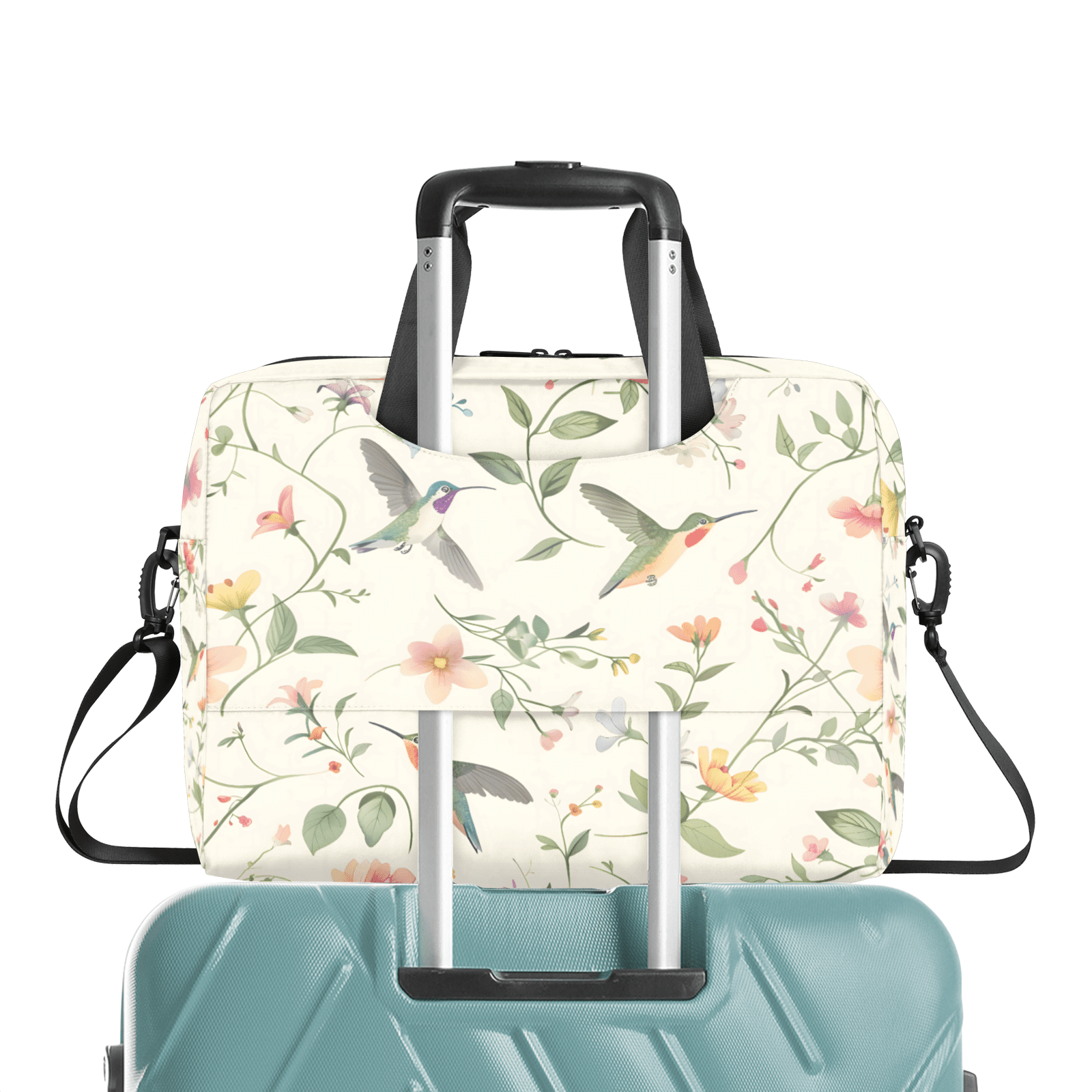 Herdesigns Flower Hummingbird Laptop Bag for Women Men, Computer Case Briefcase Messenger Bags, 15-15.6 inch Laptop Sleeve Shoulder Bag
