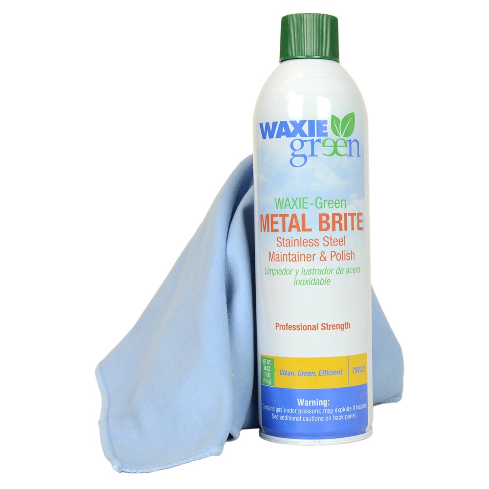 WaxieGreen 16oz Metal Brite Stainless Steel Polish/Cleaner + Blue