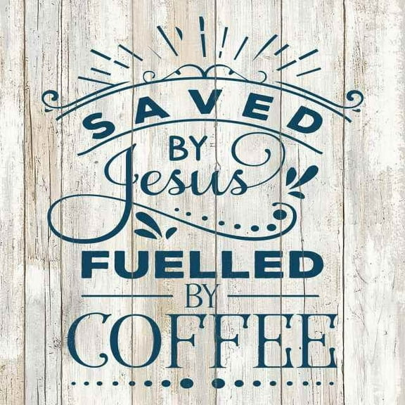 Saved by Jesus, Fueled by Coffee Rustic Looking Faith Wood Sign Wall Décor Gift 8 x 8 Wood Sign B3-08080062031