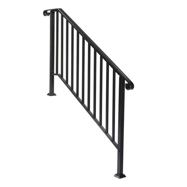 Matte Black Outdoor 4 Level Iron Handrail, Suitable for Gardens, Residential Buildings, Commercial Office Buildings, Hotels