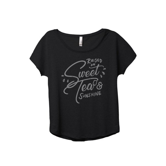 Raised On Sweet Tea And Sunshine Women's Fashion Slouchy Dolman T-Shirt Tee Heather Black Small