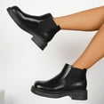 thumbnail image 5 of Black Thick Heel Platform Round Toe Elastic Martin Boots Short Shaft Women Casual Fall Winter Look, 5 of 9