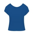 thumbnail image 4 of Charmgo Hauts pour Femmes Hauts d'Été pour Femmes Chemises à Manches Courtes Col Rond Tunique Mignonne et Tendance Blouses Sorties Hauts Grande Taille pour Femmes Bleu TG, 4 of 4