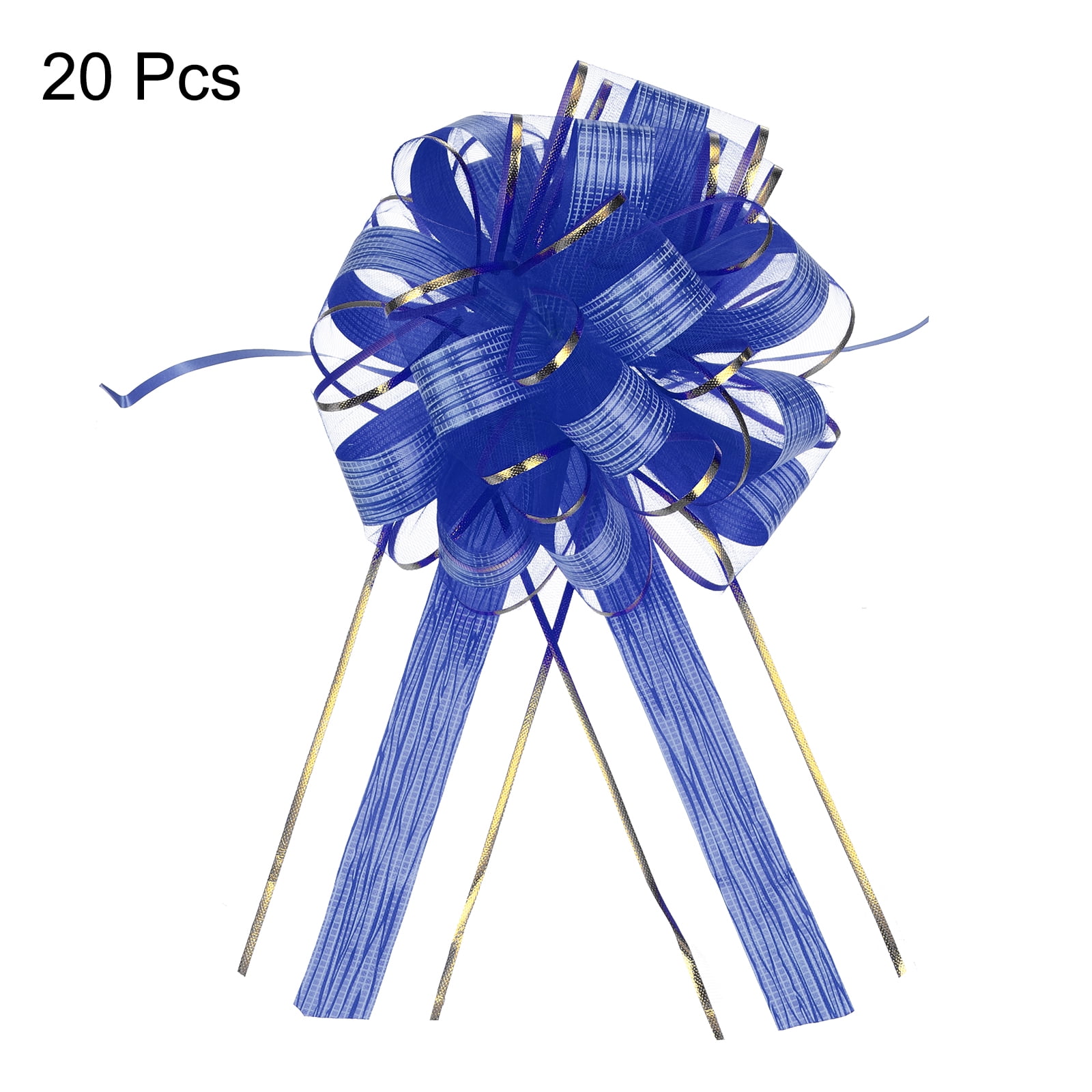 20pcs 8 Inch Large Pull Bow Gift Wrapping Bows Ribbon Organza Blue for Wedding Presents Christmas Party