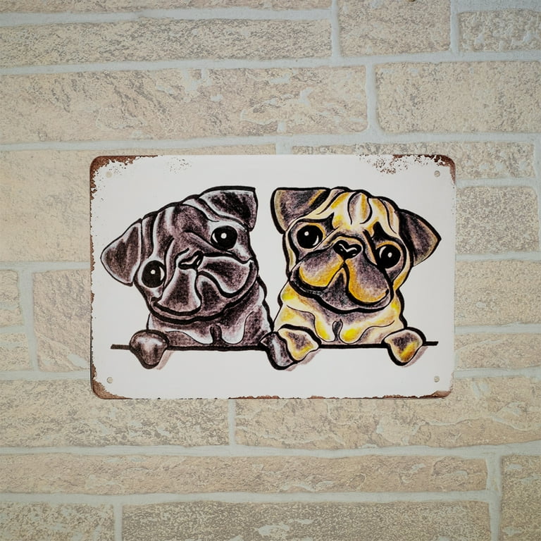 Retro 8x12 Metal Cute Pug Dog Puppies Sign Animal Pet Lover Gift Home Wall Decor Retro 8x12 Metal Cute Pug Dog Puppies Sign Animal Pet Lover Gift Home Wall Decor
