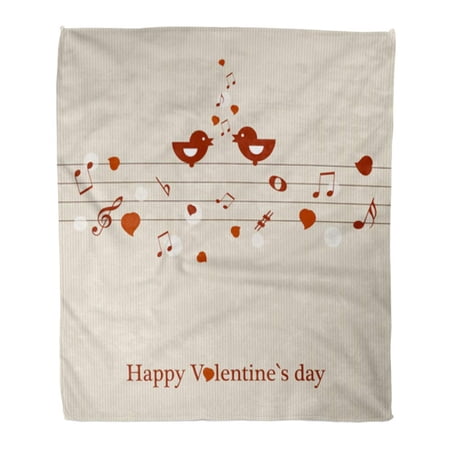 SIDONKU Throw Blanket Warm Cozy Print Flannel Pink Music Valentines Red Beauty Birds Birthday Branch Cartoons Comfortable Soft for Bed Sofa and Couch 58x80 Inches