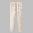 thumbnail image 2 of Lenpel Children's Cotton Pajama Pants Unisex Girls Boys Fleece Warm Elastic Waist Striped Sleep Pants Lounge Pj Bottoms(Khaki,6-7 Years), 2 of 6