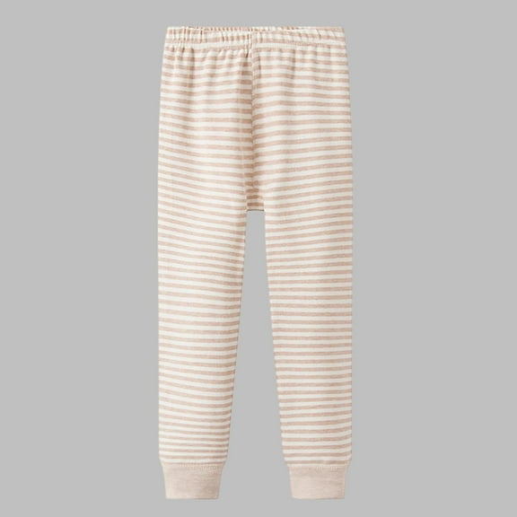 CQONEPT Girls Stripe Sweatpants Comfortable Running Joggers Pant Elastic Waist Home Wear Leggings Khaki 4 Years