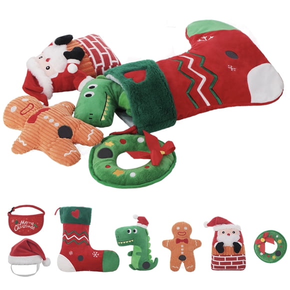 Laifug Christmas Dog Toys, 7 Packs Dog Chewing Toys, Interactive Squeaky Dog Toy Suitable for Small Medium Large Dogs,Reduce Dog Anxiety