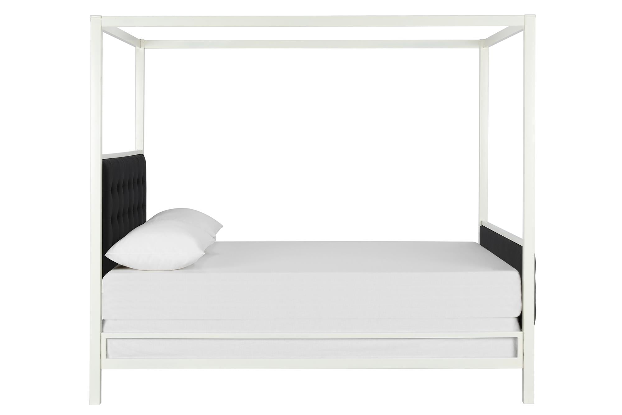 Dhp Soho Modern Canopy Bed White Metal With Black Linen Queen Dhp Soho Modern Canopy Bed White Metal With Black Linen Queen Com