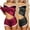 Black, variant on SwiftWear 2 Pack Womens Pajama Sets Sleeveless V Neck Sleepwear Top with Shorts Soft Satin Colorblocked Lounge Sets, Black S
