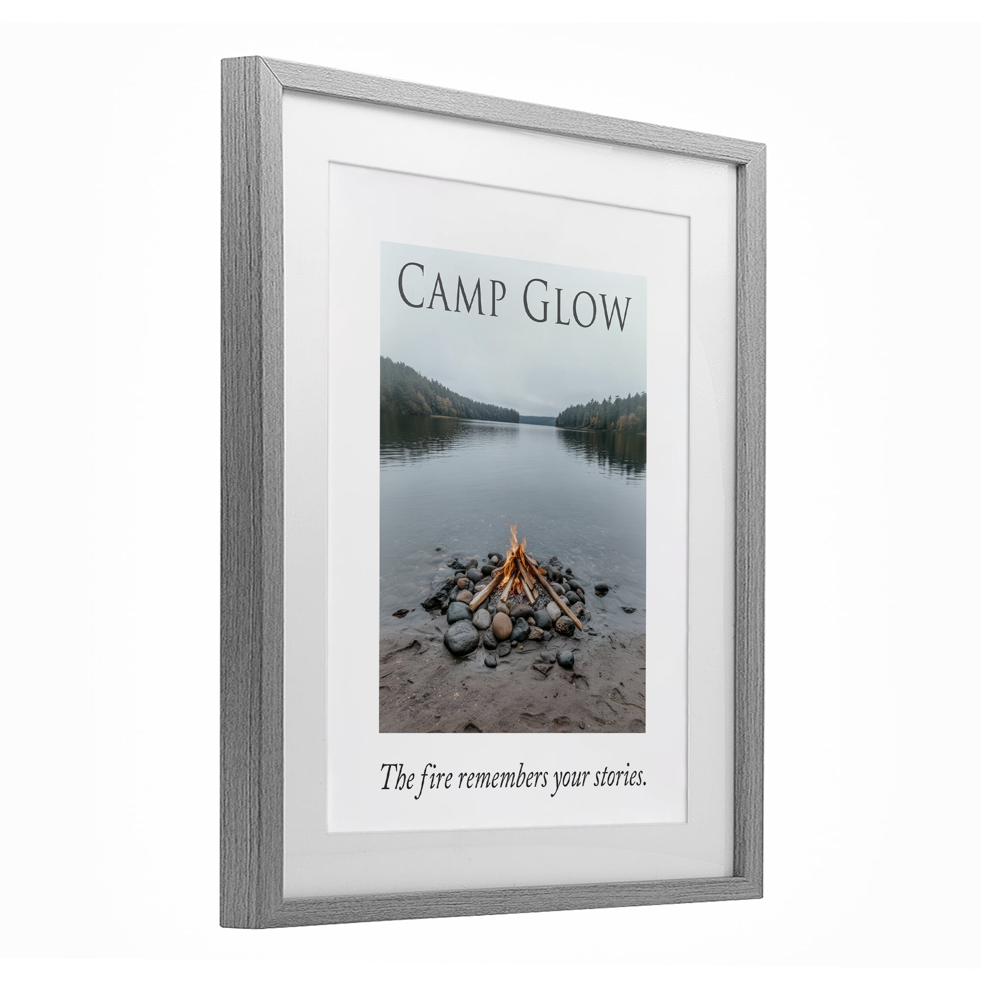 Stupell Industries Fire Remembers Your Stories Gray Framed Print Under Glass, design by A Barefoot Stylist