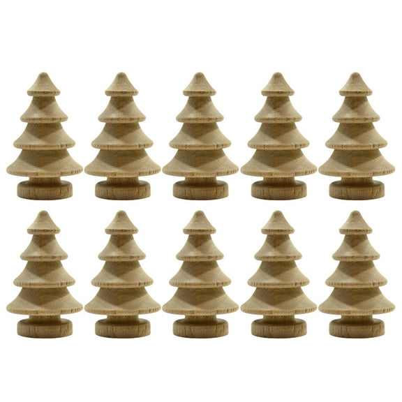 HUONA Wooden Christmas Tree Unfinished Wood Christmas Tree Xmas Crafts Ornaments Wooden Peg Dolls Unfinished Miniature Trees DIY Painting Wood Xmas Tree