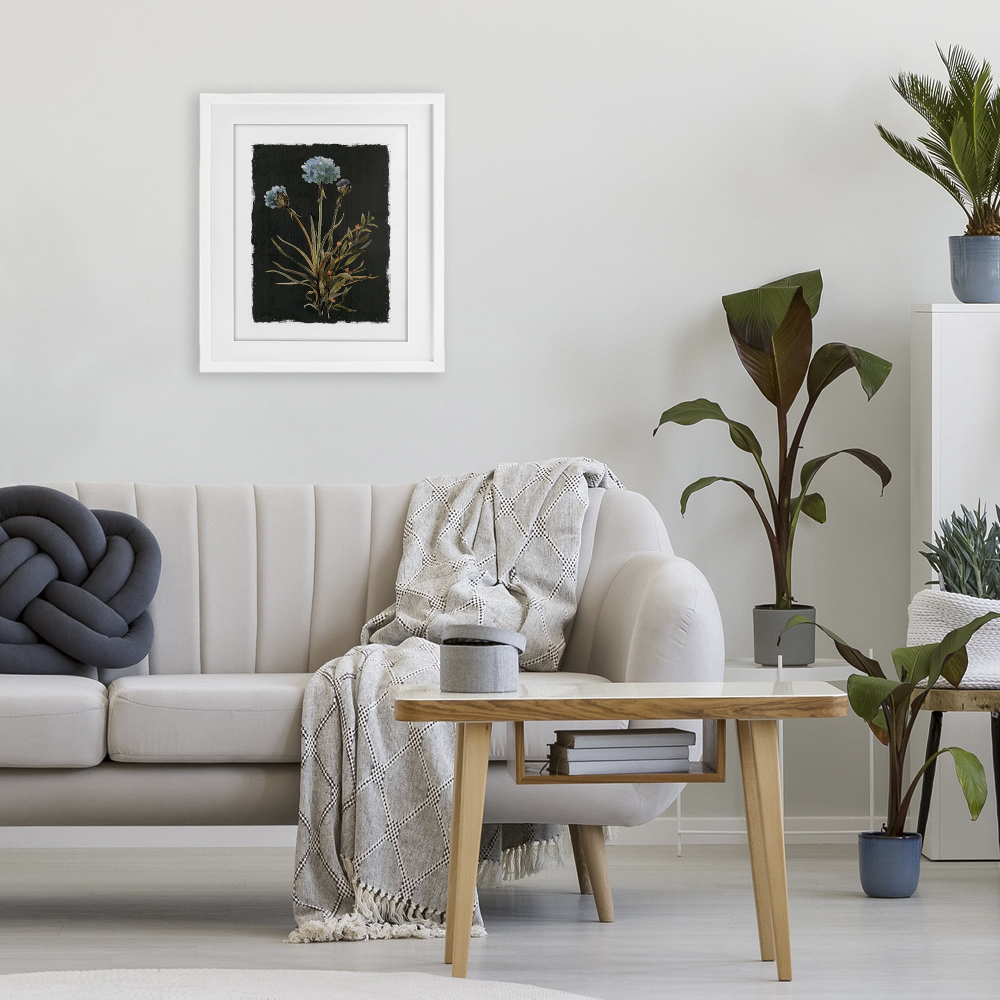 Stupell Industries Cerulean Bloom on Dark Green White Framed Print Under Glass, design by Carol Robinson