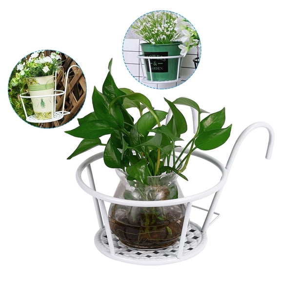 Torubia Over Deck Rail Planter Hanging Flower Pot Holder Balcony Plant Baskets,1 Pack,White