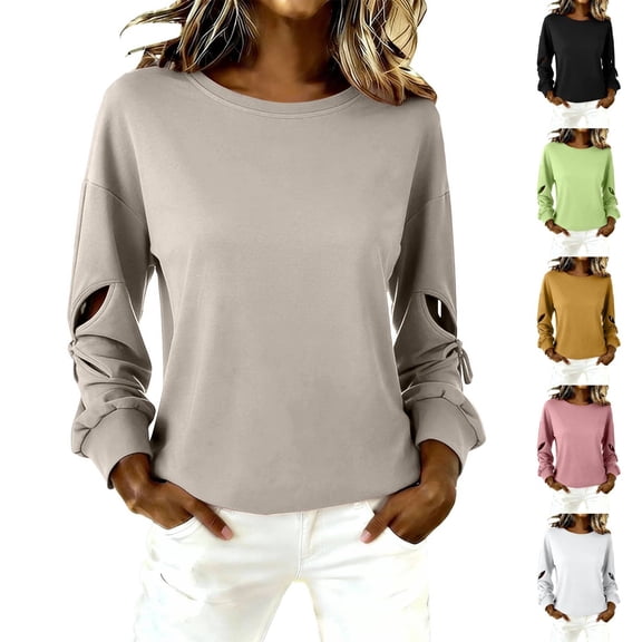 Womens Oversized Crewneck Sweatshirt, Fleece Pullover Top with Cut Out Sleeve Design, Casual Loose Fit Spring Outfits for Lounge, Daily Wear and Street Style Black