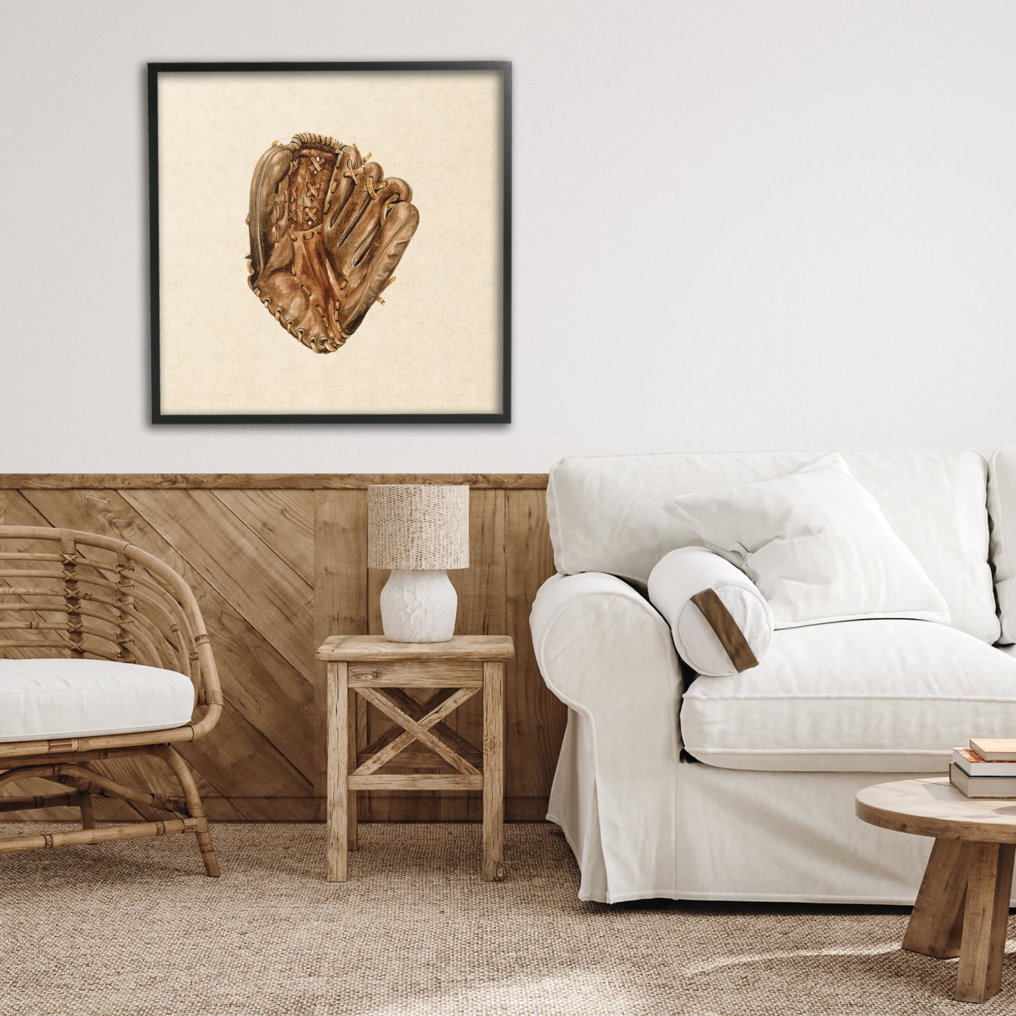 Stupell Industries All Star Baseball Glove Black Framed Giclee Art, design by Bethany Sandoval