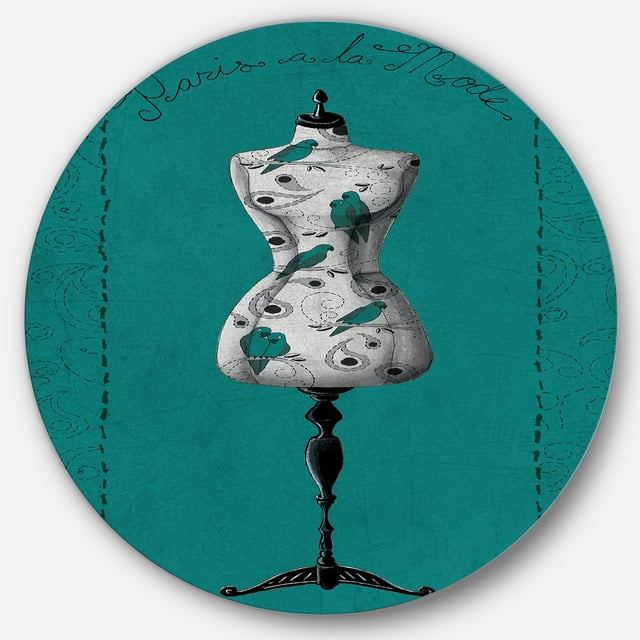Designart 'French Couture IV' Glam Metal Circle Wall Art
