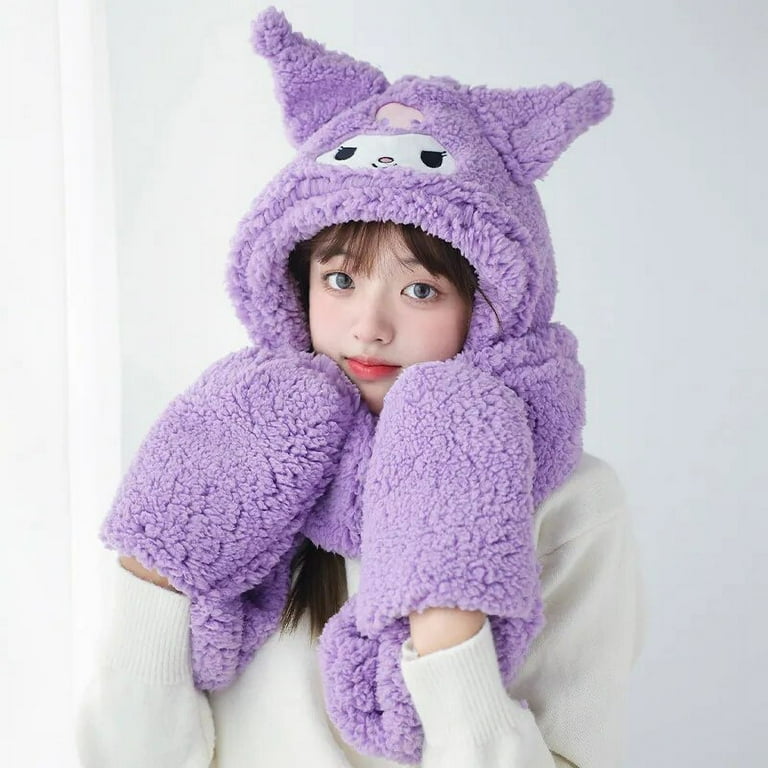 Kawaii Sanrio Gloves Scarf Hat Set Cartoon Hello Kitty My