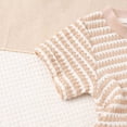 thumbnail image 4 of GobdXE Toddler Girls Striped Ribbed Outfit, Short Sleeve Top and Wide Leg Pants 2 Piece Summer Casual Set Color:White,Size:4-5 Years, 4 of 8