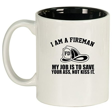 

Ceramic Coffee Tea Mug Cup Fireman Here To Save You (White)