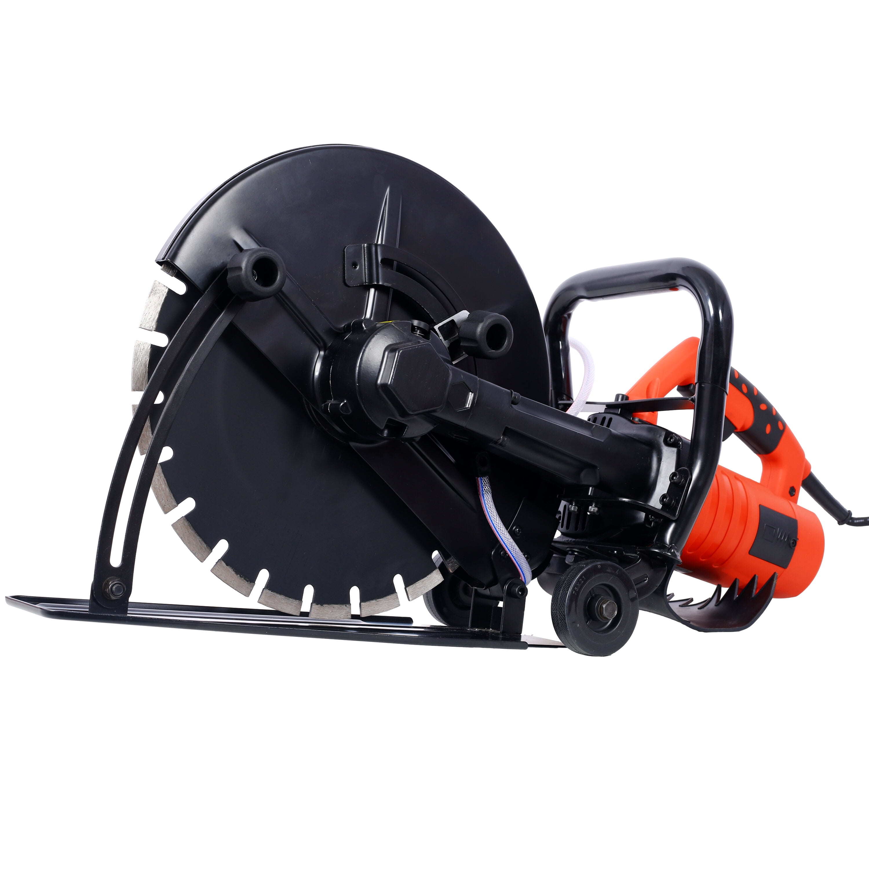 14" Electric Concrete Saw with Water Line Attachment - 2800W Wet/Dry Cutter with Guide Roller & Diamond Blade